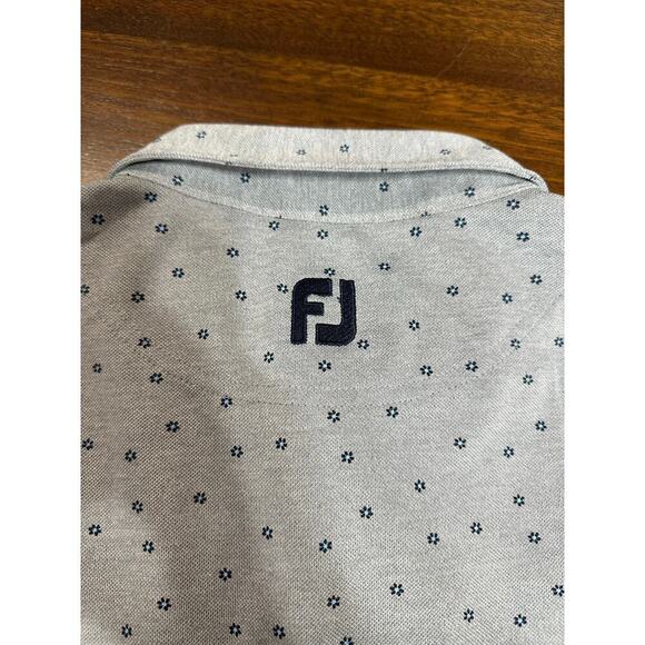 FootJoy Golf Polo Men XL Floral Pattern Gray Blue Luxury Glam Preppy Academia - Picture 10 of 11